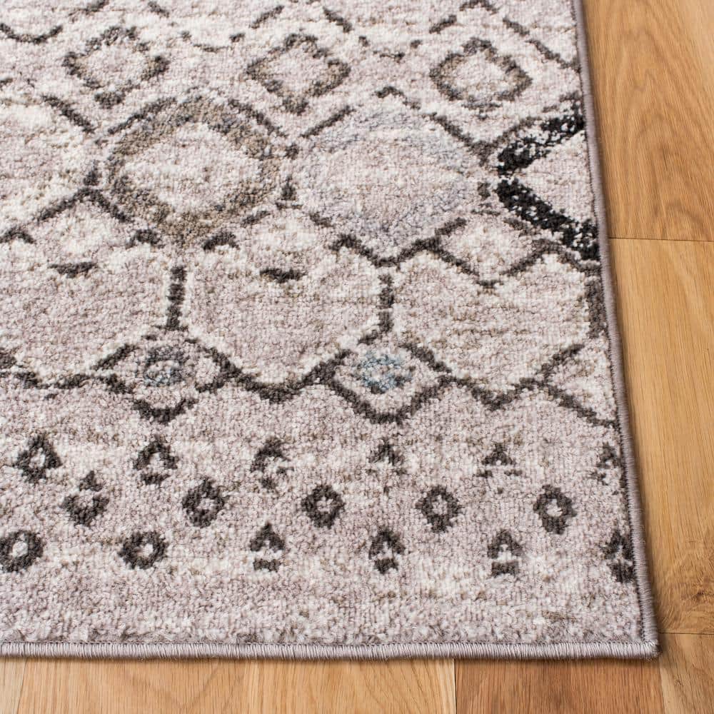 Gray Synthetic Stain-Resistant Square Rug, 9' x 9'