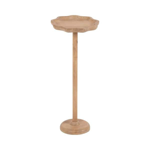 Alezar 9 in. Natural Scalloped Solid Wood End Table