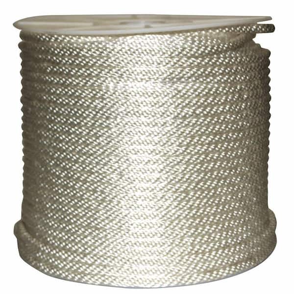 Rope King 3/8 in. x 500 ft. Solid Braided Nylon Rope White SBN-38500 - The  Home Depot