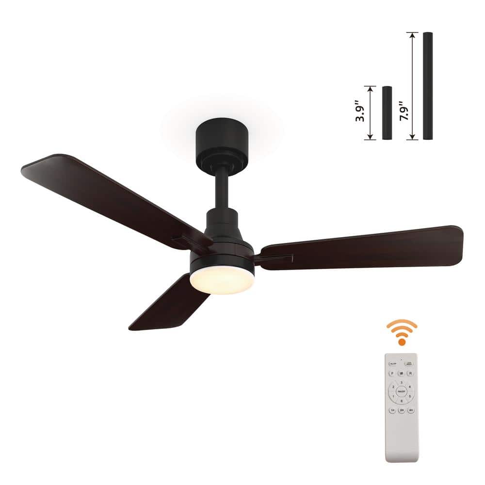 42 in. Smart Indoor Black Ceiling Fan with 3-Colors LED Light and DC Revers