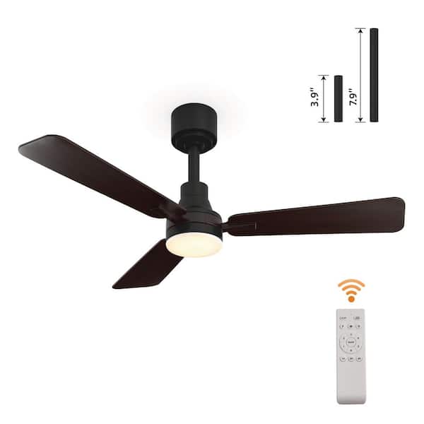 Unbranded 42 in. Smart Indoor Black Ceiling Fan with 3-Colors LED Light and DC Reversible Motor and Remote