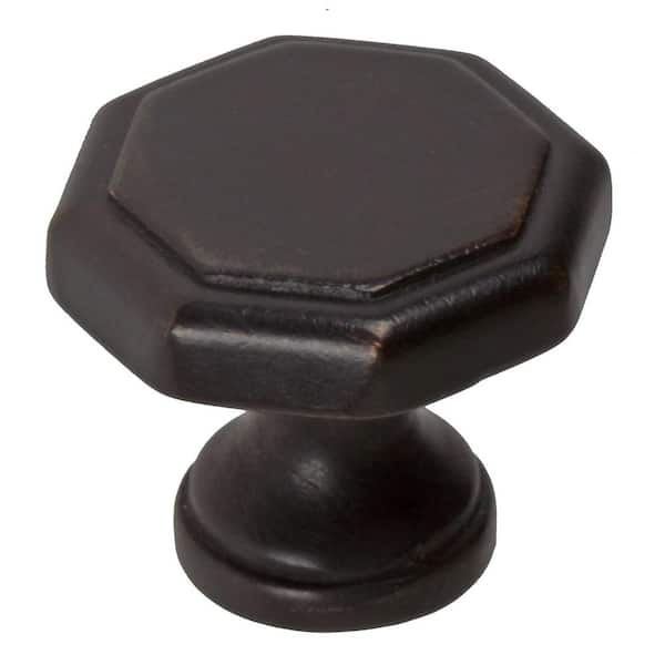 GlideRite 1-1/8 in. Dia Oil Rubbed Bronze Octagon Cabinet Knob (10-Pack)