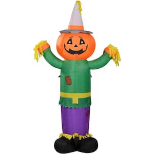 6 ft. Multi-Colored Pumpkin Head Scarecrow Inflatable with Lights