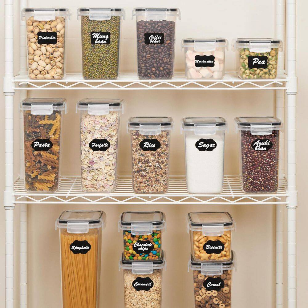 Airtight Food Storage Containers Set 15pcs Black BPA Free Plastic Kitchen Pantry Organizer with 24-Labels price history on PriceWatchPro