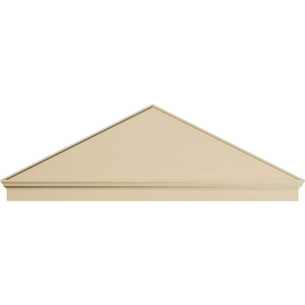 Ekena Millwork 82-in W x 27-3/8-in H x 2-3/4-in P (Pitch 6/12) Peaked Cap Smooth Signature Urethane Combination Pediment, Primed Tan