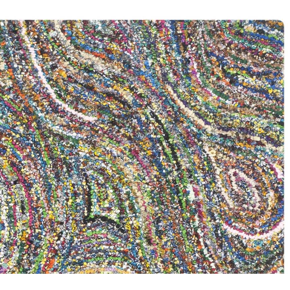 Hand-Tufted Multicolor Wool and Cotton Square Rug, 4'x4'