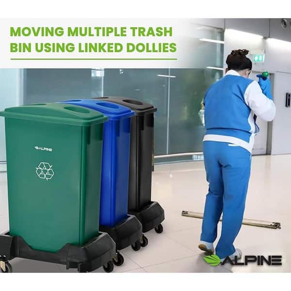 23 Gal. Blue Indoor Vented Commercial Trash Container Recycling Bin and Dolly