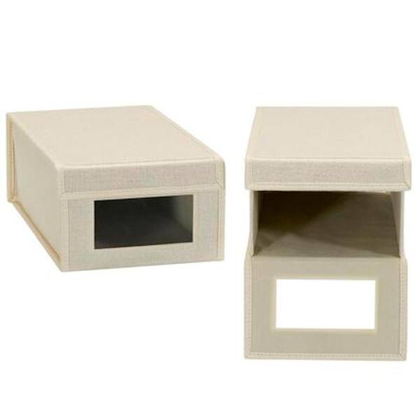 HOUSEHOLD ESSENTIALS 1-Pair Yellow Linen Shoe Boxes