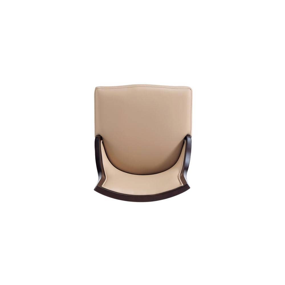 Tan Faux Leather Upholstered Parsons Side Chair with Beech Wood Legs