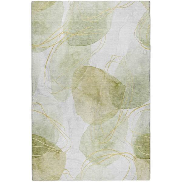 Dream Shag Premium Machine Washable Abstract ADS544 Green 8 ft. x 10 ft. Area Rug