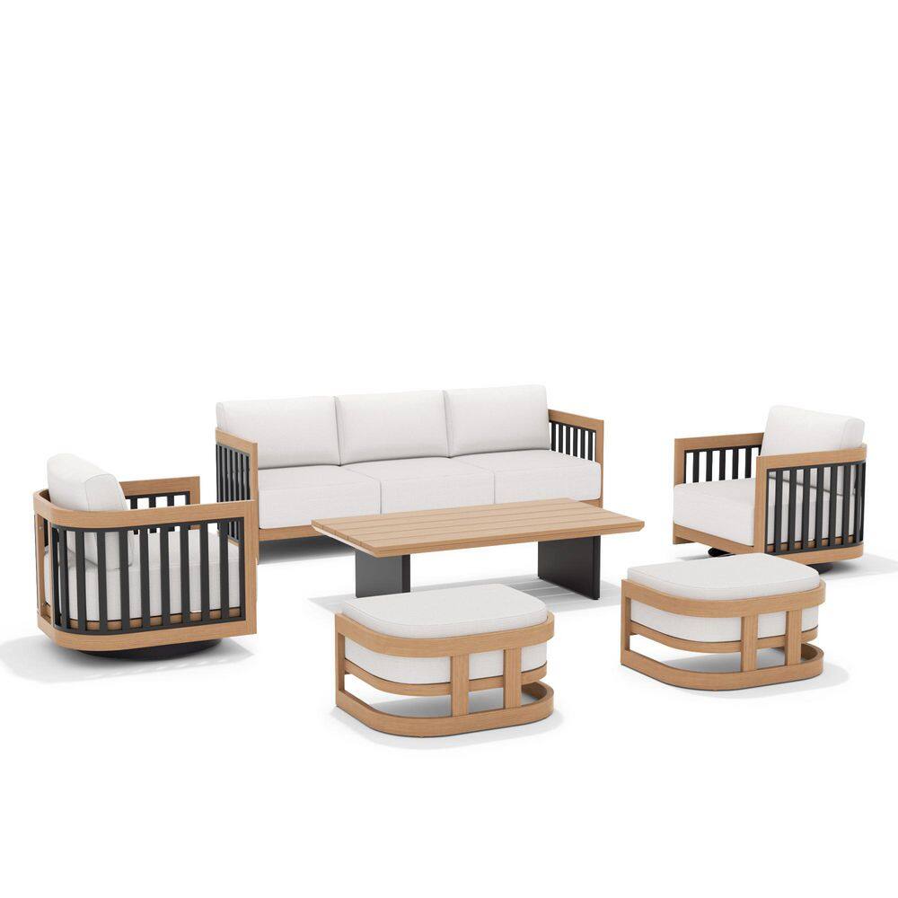 Sereno 6-Piece Swivel Aluminum Outdoor Conversation Set with White Cushion price history on PriceWatchPro