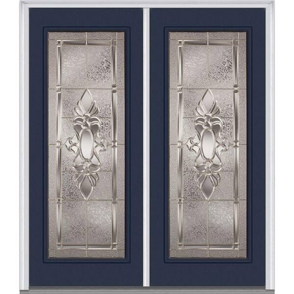 MMI Door 72 in. x 80 in. Heirlooms Left-Hand Inswing Full Lite Decorative Glass Painted Steel Prehung Front Door