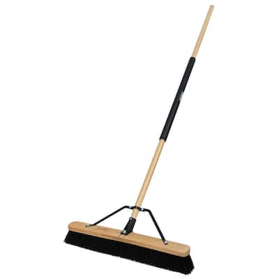 24 in. All-Purpose Hardwood/Steel Handle Push Broom for Leaves, Gravel and Mulch