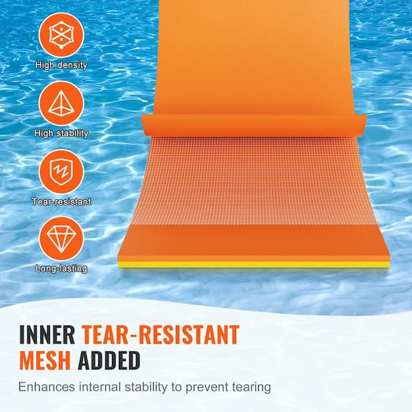 12 ft. x 6 ft. Orange Floating Water Mat Foam Pad Lake Floats Lily Pad,  3-Layer XPE Water Pad with Storage Straps H-MS287879AAG - The Home Depot