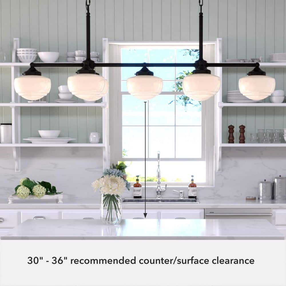 Noble Bronze 52" 7-Light Linear Chandelier with Glass Globes