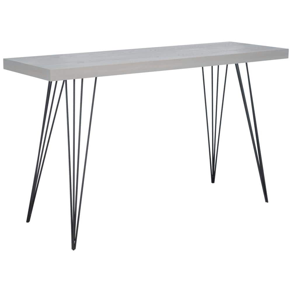 Gray and Black Rectangular Wood and Metal Console Table