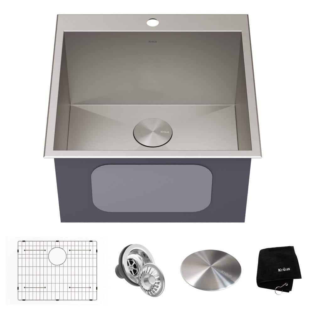 Kraus 22" Stainless Steel Single Bowl Drop-In/Undermount Sink