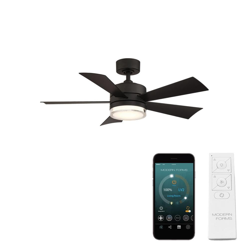 Wynd Matte Black 42" Smart Ceiling Fan with LED Light and Remote