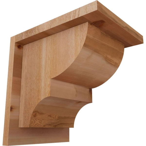 Ekena Millwork 8 in. x 10 in. x 10 in. Western Red Cedar Ridgewood Rough Sawn Corbel with Backplate