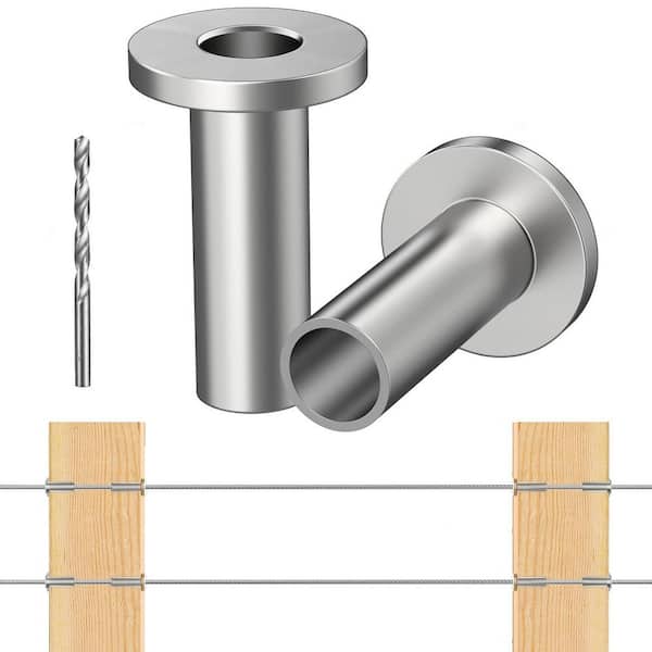 Afoxsos Stainless Steel Protector Sleeves for Cable Railing Systems with Drill Bit 50 Pack for 1/8 5/32 3/16 Cables