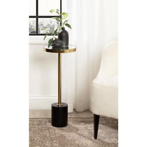 Hescott 10 in. Black Round Glass End Table