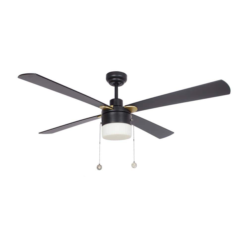 CARRO Hutton 52 in. LED Indoor Black Ceiling Fan with Light Kit and