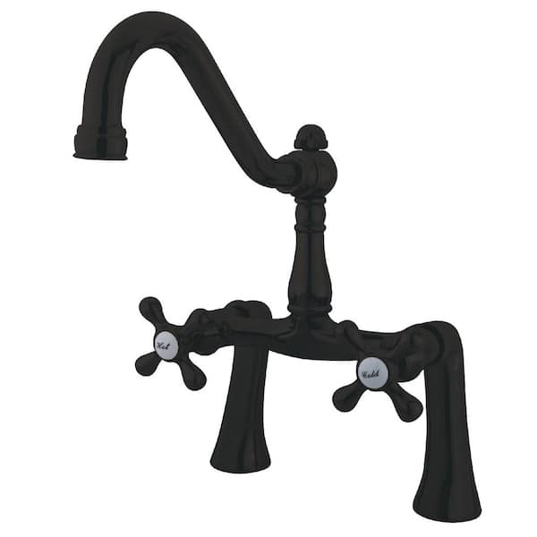Kingston Brass Restoration 7 in. 2-Handle Claw Foot Tub Faucet Center Deck Mount in Oil Rubbed Bronze