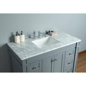 Seine 48 in. W x 22 in. D Bath Vanity in Gray with Marble Vanity Top in Carrara White with White Basin