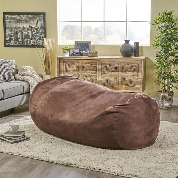 brown suede bean bag