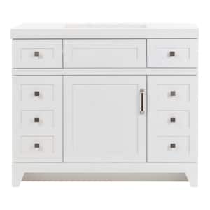 Rosedale 43 in. W x 19 in. D x 37 in. H Single Sink Freestanding Bath Vanity in White with White Cultured Marble Top
