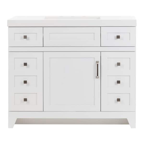 Rosedale 43 in. Single Sink White Bath Vanity with White Cultured Marble Top (Assembled)