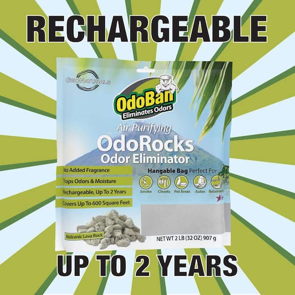 32 oz. OdoRocks Natural Volcanic Rock Odor Eliminator, Unscented Non-Toxic Rechargeable Odor Absorber Bag for Car & Home