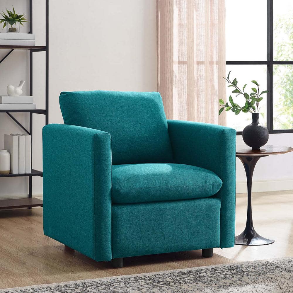 Teal Spot Upholstered Wood Accent Chair with Dense Foam Padding