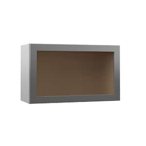 Designer Series Tayton Assembled 30 in. x 18 in. x 12 in. Lift Up Door with Glass Wall Kitchen Cabinet in Heron Gray