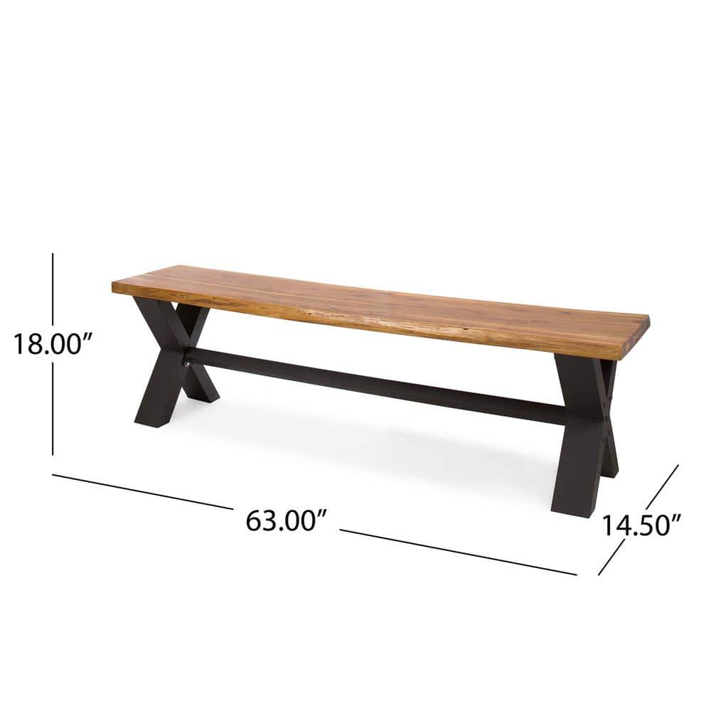 Sustainable Acacia Wood Outdoor Dining Bench in Teak Finish