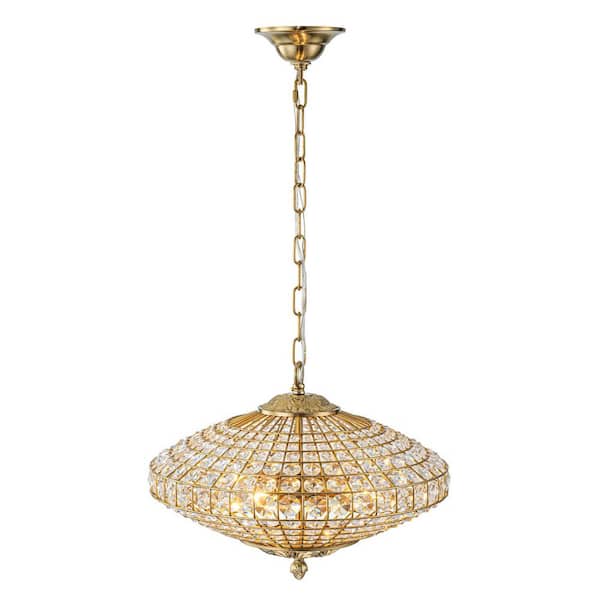 Allenglade 17.7 in. 4-Light Antique Brass-A Chandelier with Crystal Accents