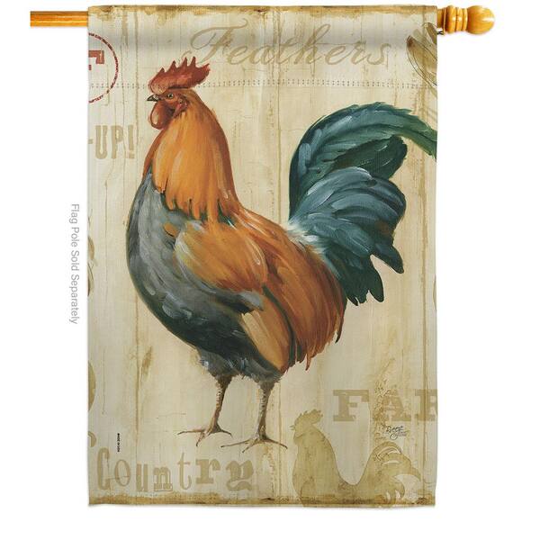 Breeze Decor 2.3 ft. x 3.3 ft. Rooster Farm Barnyard Animals House Flag ...