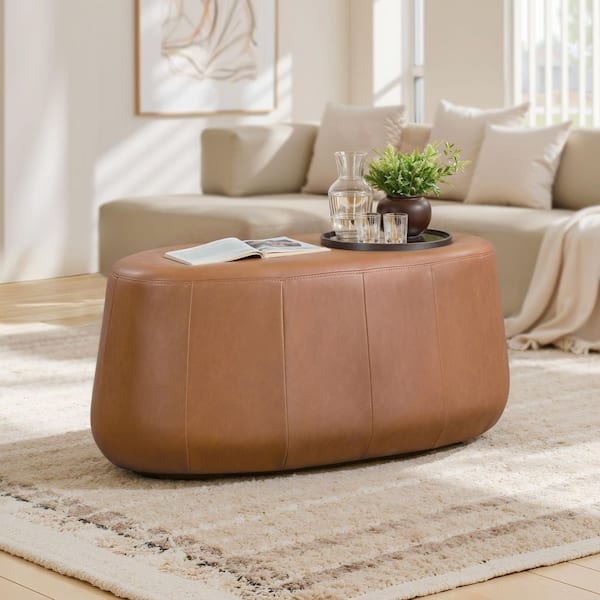 Kelsey Carmel Faux Leather Upholstered Ottoman