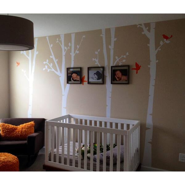 Pop Decors 124 in. x 102 in. 4-Super Birch Trees Removable Wall Decal