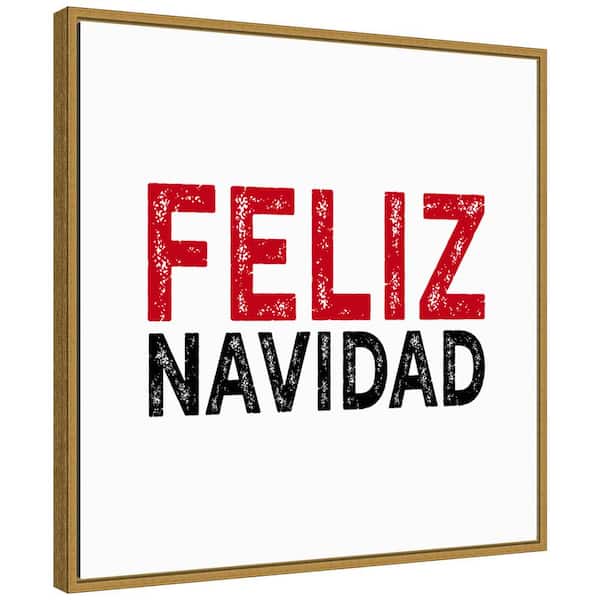 Amanti Art 22 in. Canvas Feliz Navidad Black Red Christmas Holiday Framed Box Wall Art
