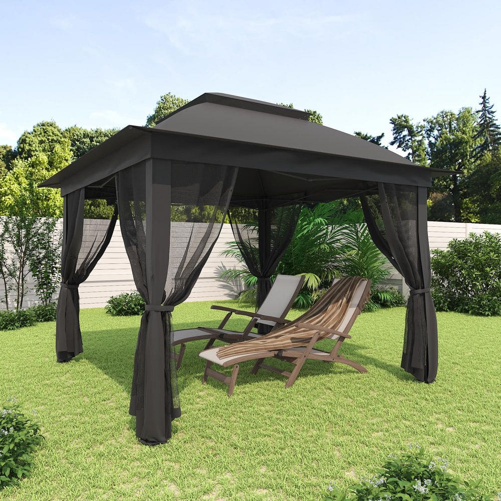 11 ft. x 11 ft. Easy Setup Pop-Up Gazebo Canopy with UV-Resistant and Mosquito Netting Storage Bag price history on PriceWatchPro