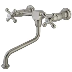 Heritage 2-Handle Wall Mount Bathroom Faucet in Brushed Nickel