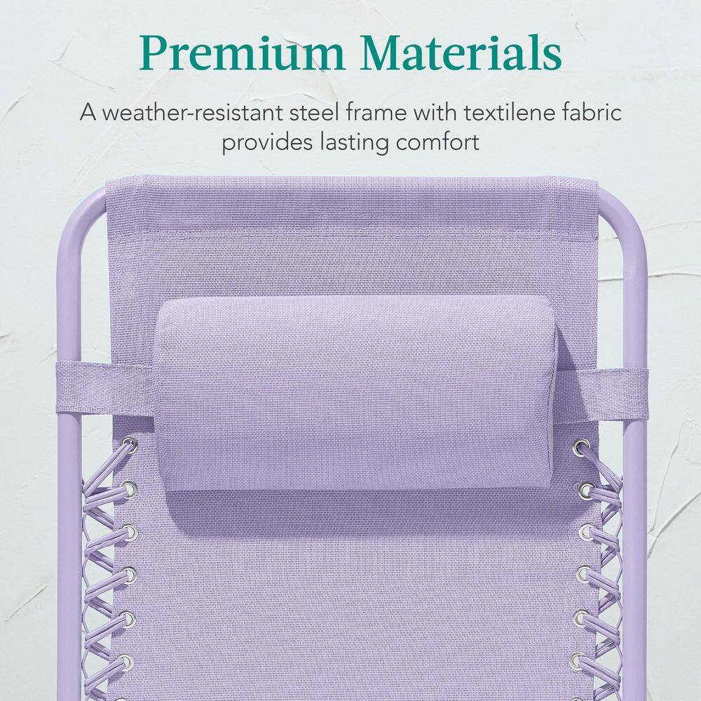 Lavender Zero Gravity Reclining Beach Lounger with Tray