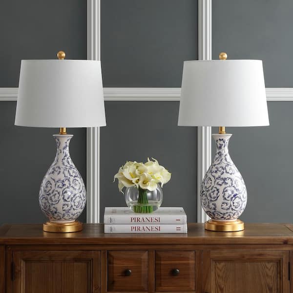 Avi 27.5 in. Blue/White Table Lamp
