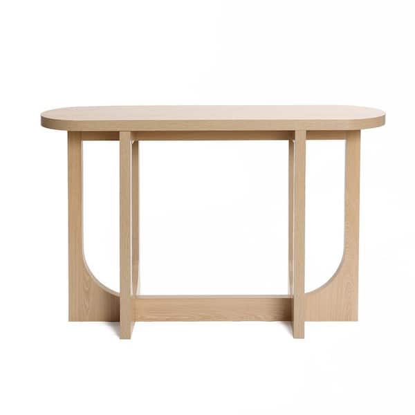 47 in. Brown Oval MDF Wood Console Table