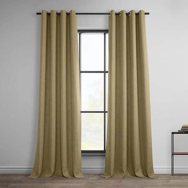 Exclusive Fabrics & Furnishings Nomad Tan Faux Linen Grommet Room Darkening Curtain - 50 in. W x 108 in. L (1 Panel)