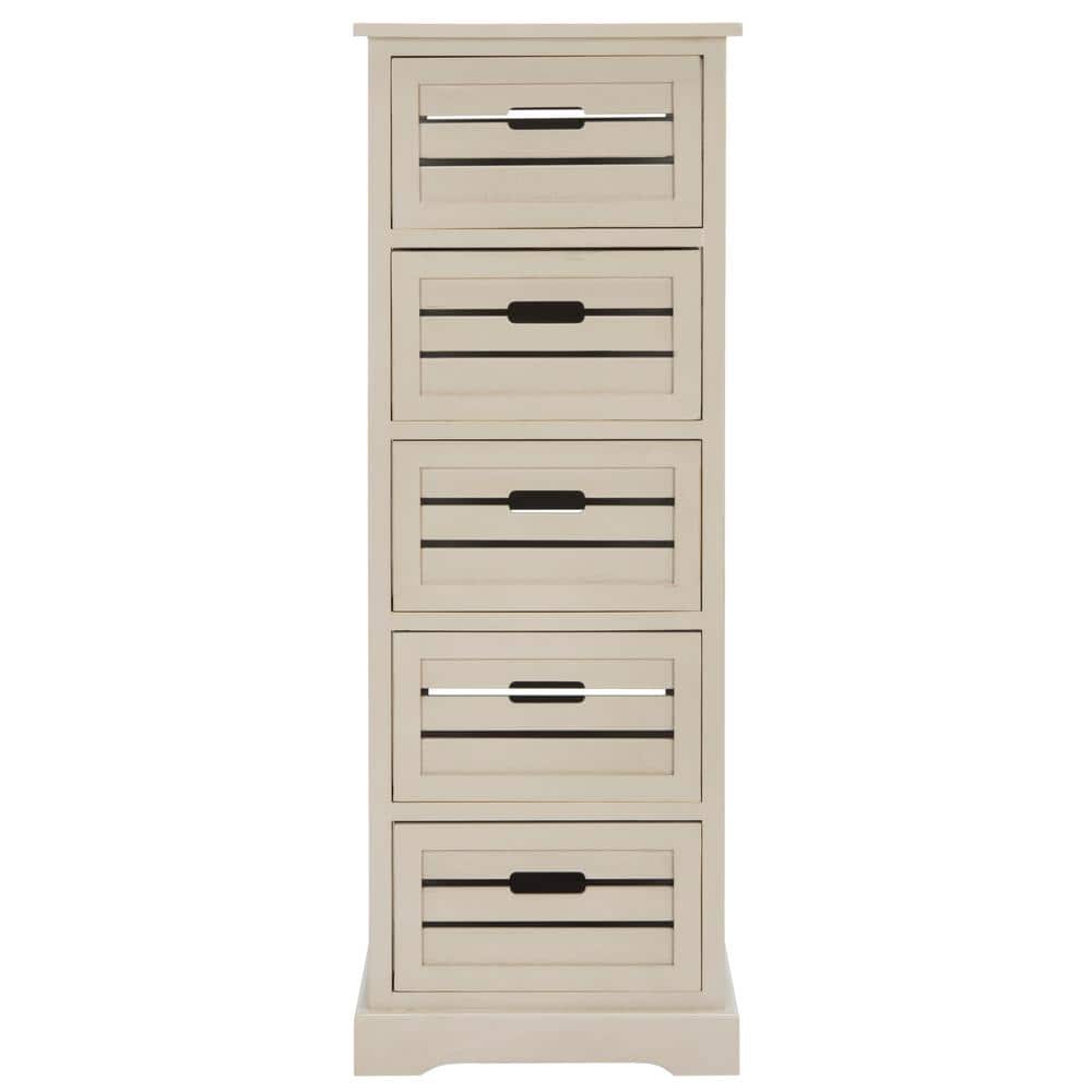 Transitional Grey Driftwood 5-Drawer Slim Cabinet
