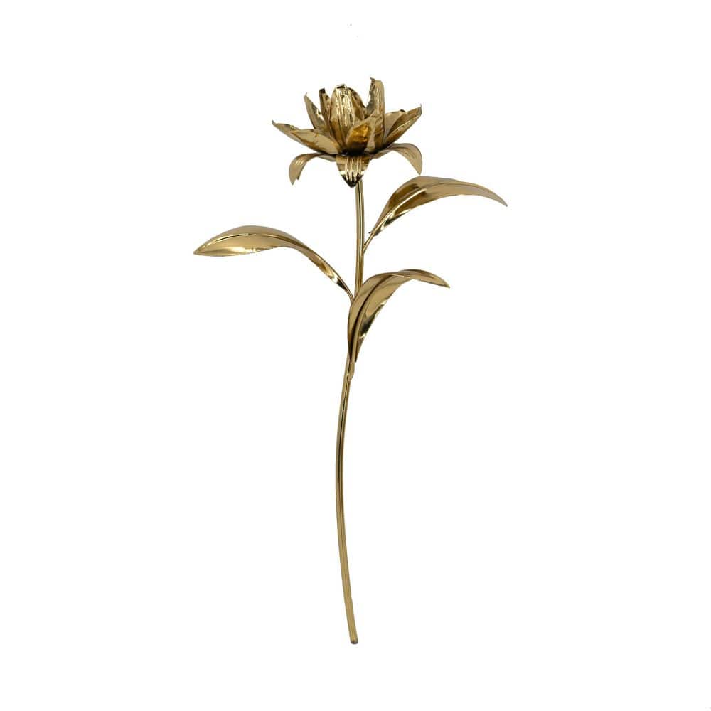 A & B Home Gold 7.9 in. x 17.9 in. Flower Metal Nature D8636 - The