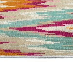 Legata Collection Pink 4'1" x 5'7" Rectangle Residential Indoor-Outdoor Area Rug