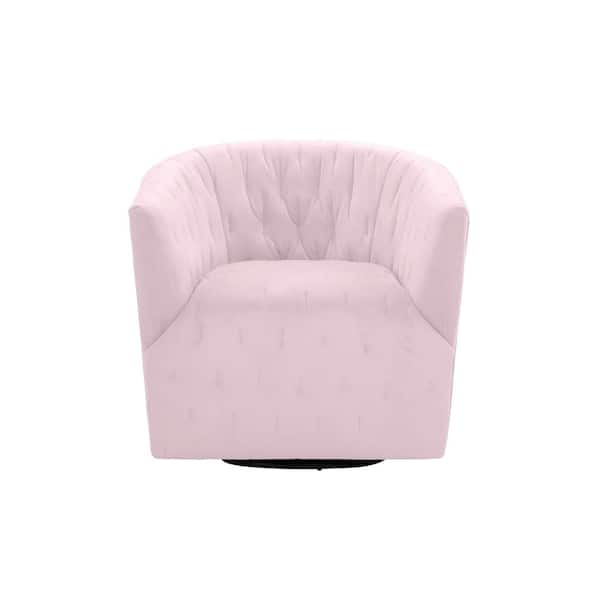 Rustic Manor Arlene Blush Upholstered Velvet Accent Arm Chair With Swivel Base
